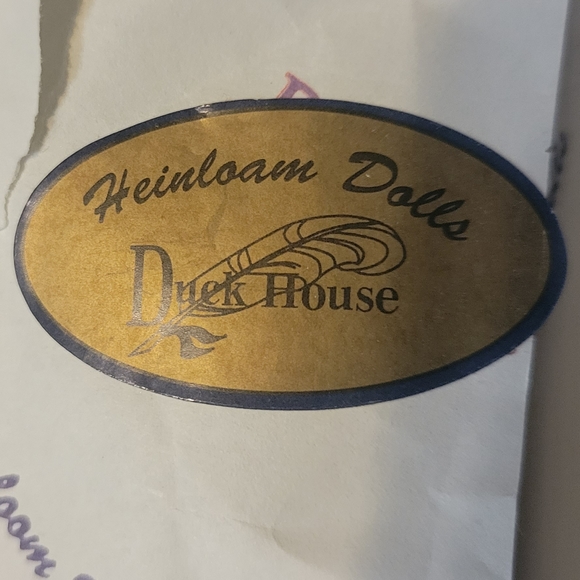 Vtg Duck House Heirloom Victorian Tassel Doll Umbrella Feather Hat COA Geraldine - Picture 8 of 16